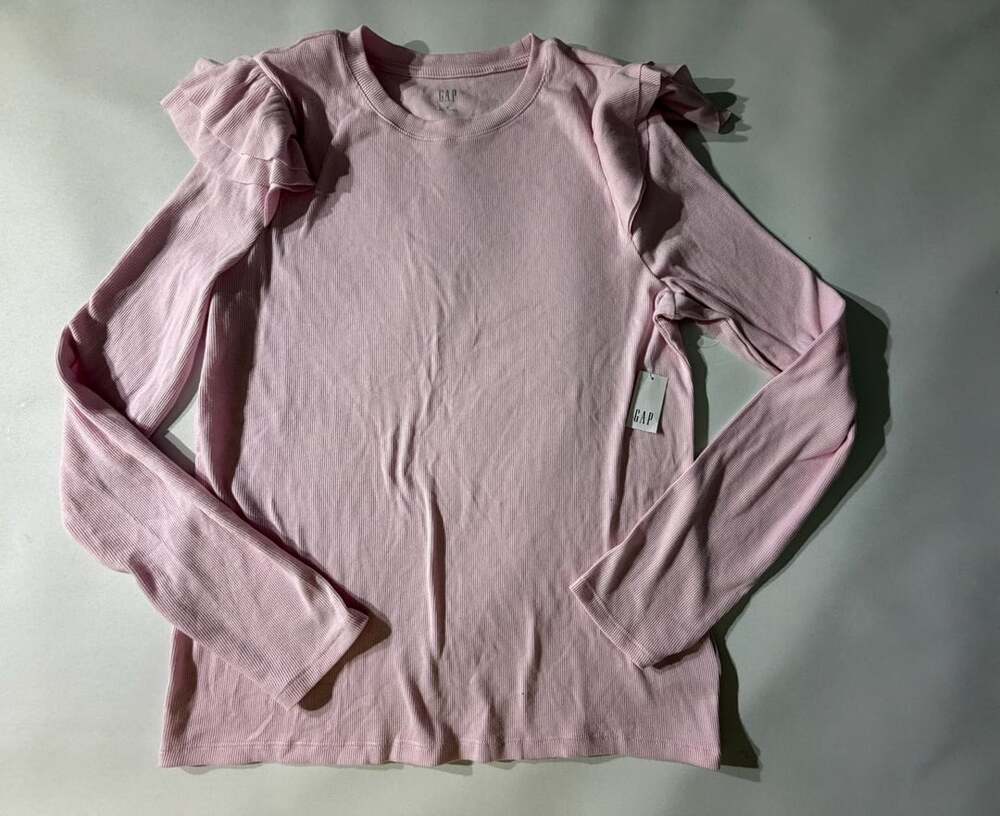 GAP XL Light Pink Ribbed Off The Shoulder Long Sleeve Top Cozy Soft Y2K Boho